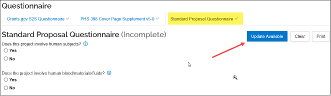 Graphic of questionnaire page