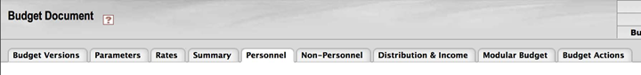 The Personnel tab is located in the Budget Document panel
