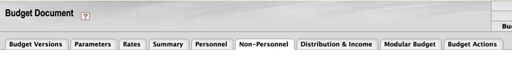 The Non-Personnel tab is located on the Budget Document panel